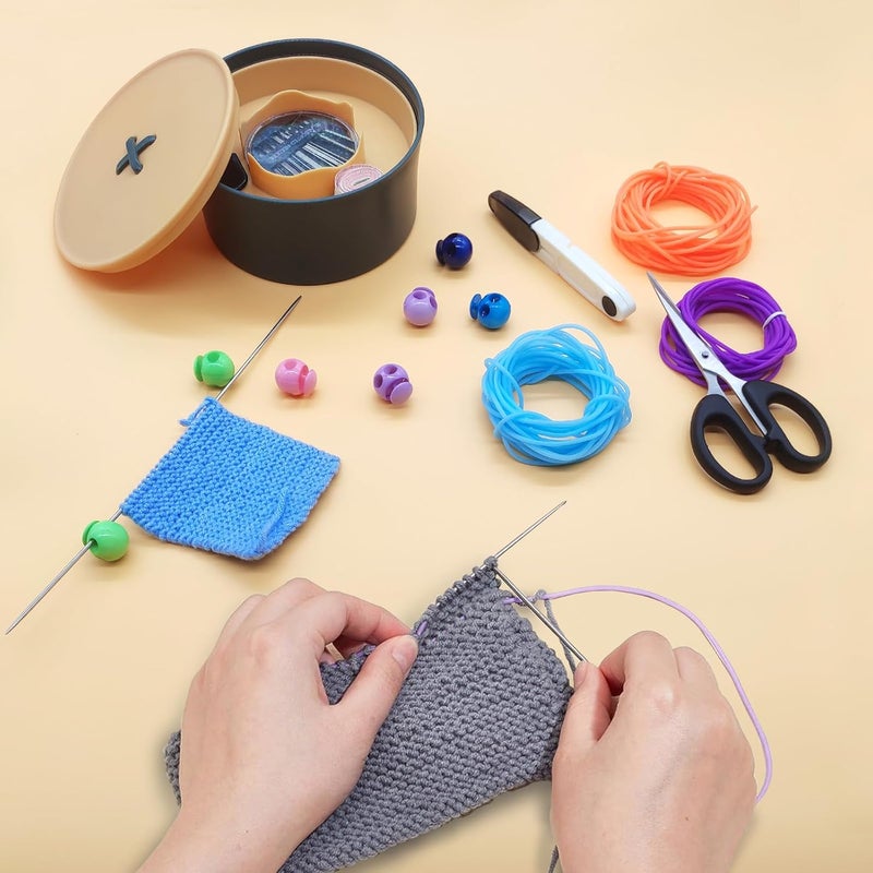 GeryVtee Cord Lock Kit Knitting Stitches Holder Barber Cord Stitch Markers Knit Stiches Keeper 36 Pcs Silicone Stitch Holders & 6 Rolls Round Barber Cords for Knitting Projects - Image 5